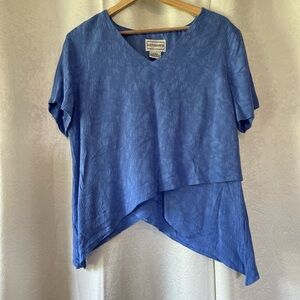 Karin Stevens Asymmetrical Blue Short Sleeve Top
